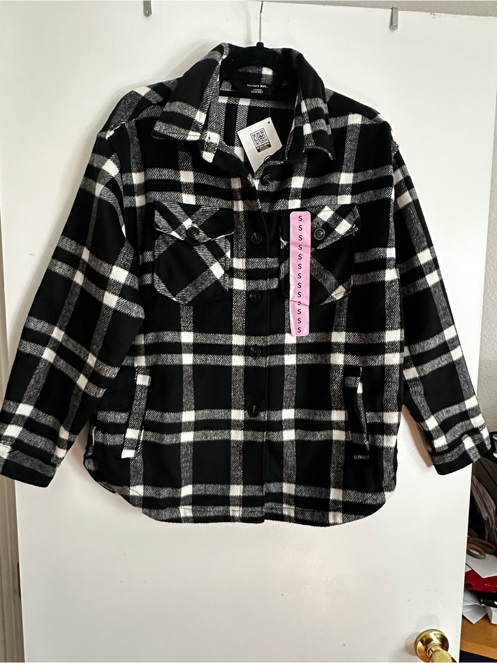 Women’s Black & White Plaid Button-Front Jacket